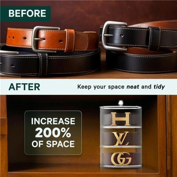 Clear Acrylic Belt Organizer 4 Layer Closet Storage Box for Belts Jewelry Watche - Picture 6 of 7